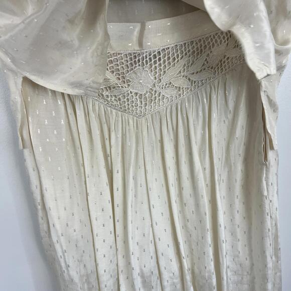 Vintage Bonjour Montreal Size Medium White Lace Shirt Pants Outift Coord Set - Picture 14 of 15